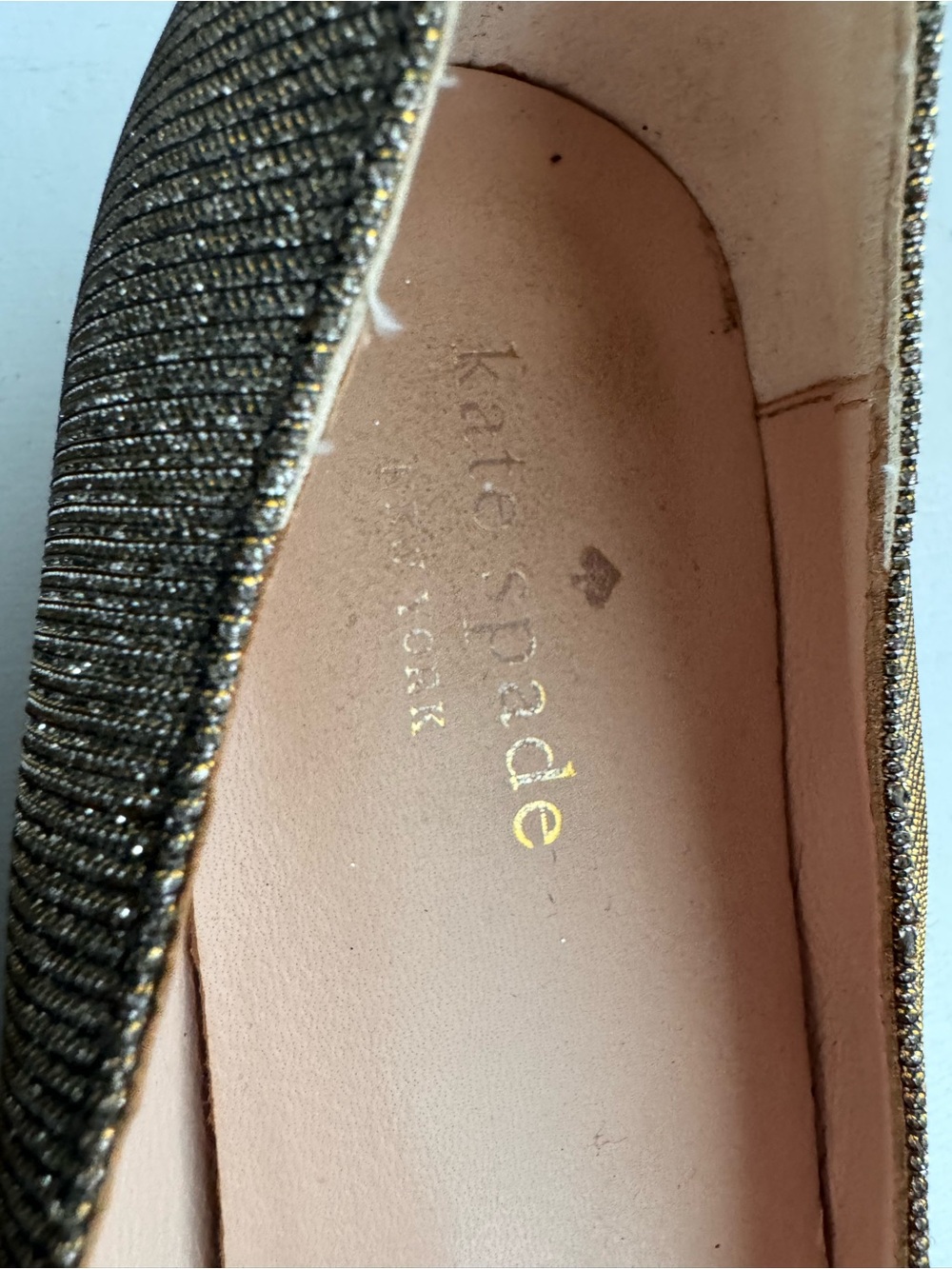 Kate Spade Metallic Pointed-Toe Crystal Bow Flats - Pewter/Gold/Silver - Picture 3 of 7